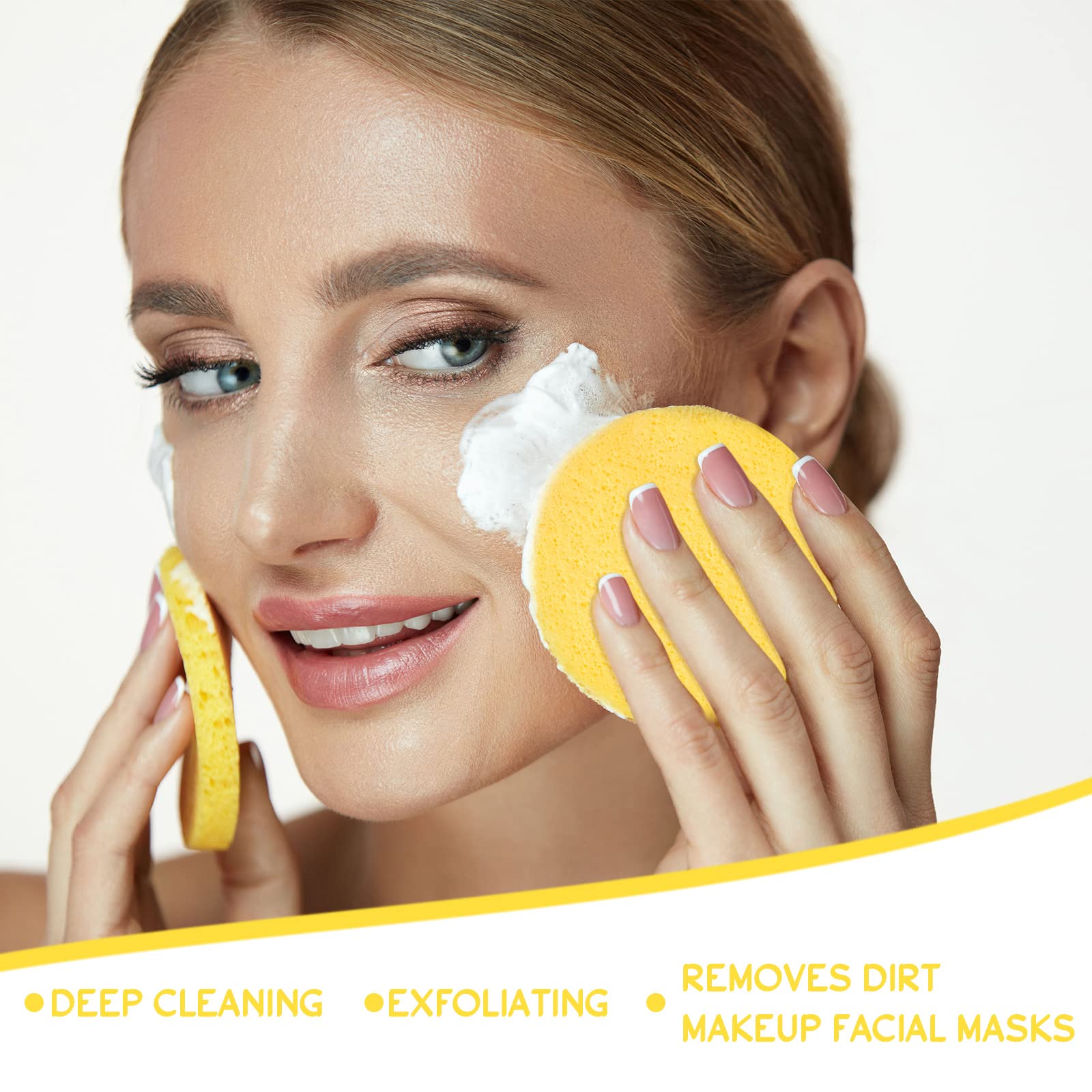 Foaincore 600 Pcs Compressed Facial Sponge Round Facial Sponge for Estheticians Face Sponges for Cleansing Makeup Removal Wash Pads Disposable Sponges for Women Spa Exfoliating (Yellow)