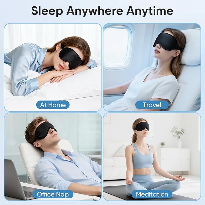 Weighted Eye Mask for Sleeping - Sleep Mask for Women & Men, 3D Contoured Blackout Sleeping Mask for Lash Extensions, Zero Pressure Soft Eye Cover with Adjustable Strap for Travel