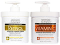 Advanced Clinicals Retinol Body Lotion + Brightening Vitamin C Lotion 2pc Skincare Set For Women & Men | Body Cream & Face Moisturizer Set Helps Improve The Look Of Dark Spots & Uneven Skin Tone, 2PC