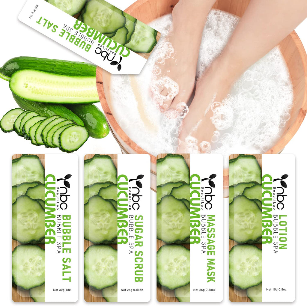 nbc BeautiLab Pedicure Kit Foot Soak Set: Bubble Salt, Sugar Scrub, Massage Mask, Massage Lotion in a Box, 4 Step Foot Spa Kit for Dry Feet(3 Set Lemon)