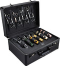 Yueieoun Barber Accessories Case, Profesional Barbers Briefcase Tool Case, Barber Cases for Clippers and Supplies, Hair Scissors Clippers Trimmer Organizer, Barbers Suitcase with Code Lock Black