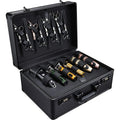 Yueieoun Barber Case 6 Clippers Sliding Tray, Profesional Barbers Briefcase Tool Case, Barber Cases for Clippers and Supplies, Hair Scissors Trimmer Organizer, Salon Hair Grooming Hard Travel Suitcase