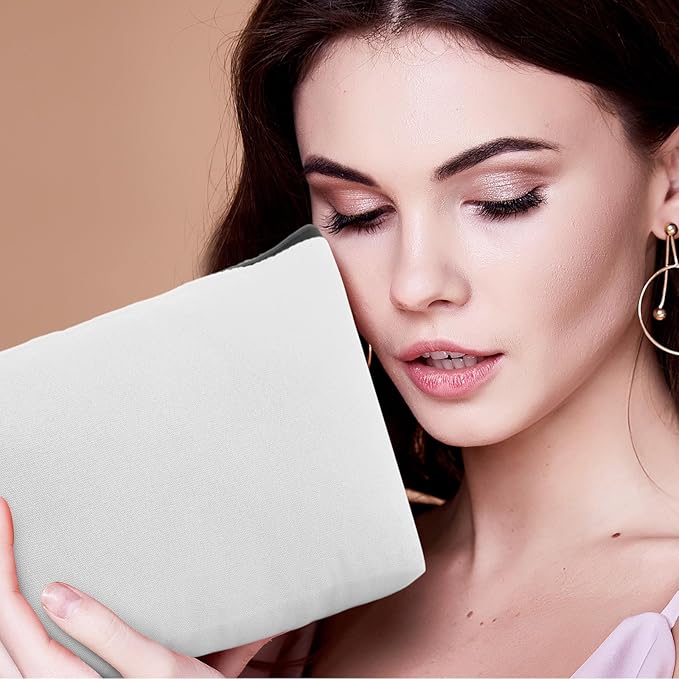 Saintrygo 30 Pcs Canvas Makeup Bags Bulk, Travel Cosmetic Zipper Pouch Blank DIY Multipurpose Toiletry Bag Hygiene Pouch for Women Purse Pencil Case (9.8 x 5 x 2 Inch,White)