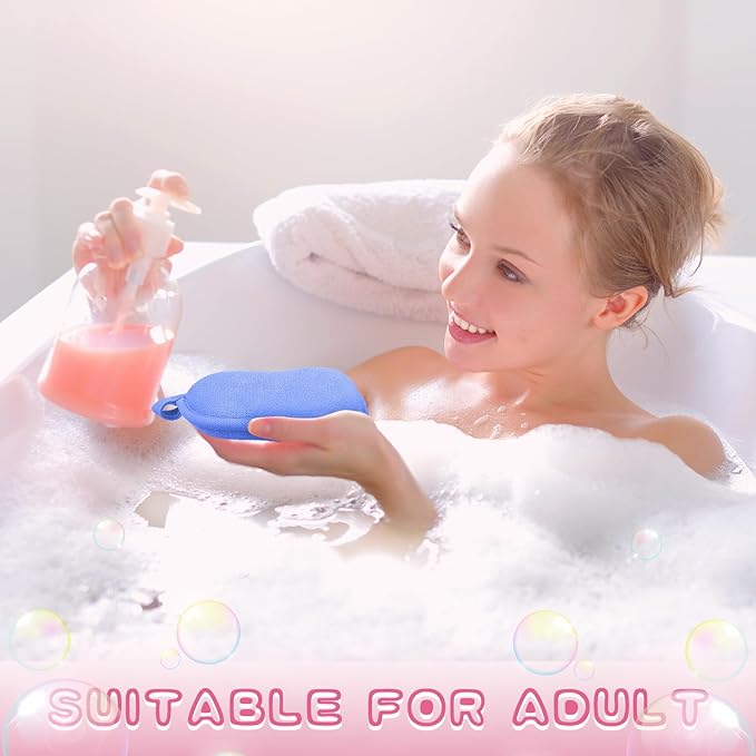 Tatuo 4 Pieces Baby Bath Sponge Toddler Bath Sponge Soft Comfy Cotton Absorbent Loofah for Kids Babies Boy Girl(Pink,Blue)