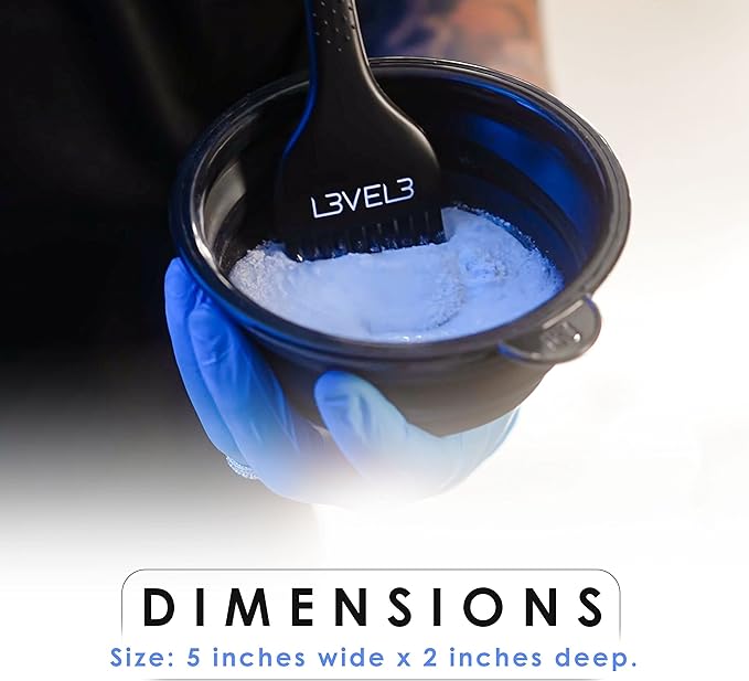 L3 - Level 3 Collapsible Tint Bowl - Use for Mixing, Dying, and All Coloring Needs - Resistant to Bleach and Chemicals - Compact Size for Easy Use (Black)