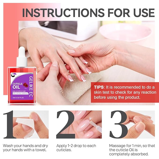 Gelike EC Nail Cuticle Oil - Rose Scent Organic Nail Moisturizing With Natural Jojoba Vitamin B & E for Nail Bed ＆ Damaged Nails Repair Treatment- Cuticle Cream for Nail Growth and Strength(15ml)