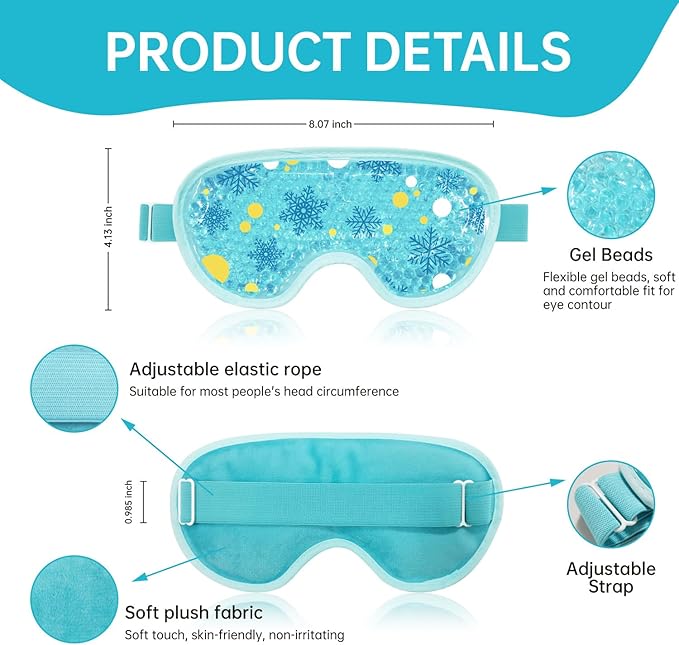 SEIWEHIDO Cooling Eye Mask Cold Eye Compress Mask for Puffy Eyes, Reusable Eye Ice Pack Gel Ice Eye Mask for Tired Eyes, Eyes Surgery, Migraines, Stress Relief, Itchy Eyes, Skin Care, Eye Spa 2PCS