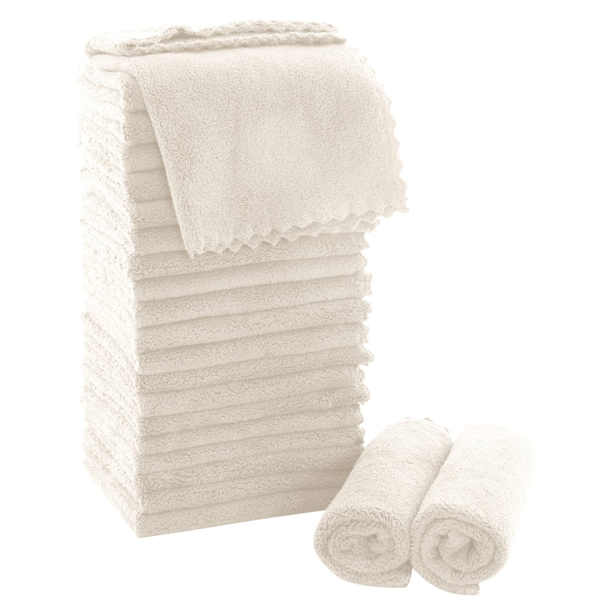 MOONQUEEN Ultra Soft Premium Washcloths Set - 12 x 12 inches - 24 Pack - Quick Drying - Highly Absorbent Coral Velvet Bathroom Wash Clothes - Use as Bath, Spa, Facial, Fingertip Towel (Grey)