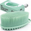 Avilana Silicone Body Scrubber for Shower – SGS Certified Food Grade Dual Sided Bath Brush, Gentle Exfoliating Silicone Loofah Alternative, Sensitive Skin Body Brush (Green-Silver, Massage)