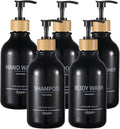 Mithrgrous Shampoo and Conditioner Dispenser Bottles,5Pack Dispenser Bottles Refillable,16.9oz Shower Containers for Conditioner,(Black) Bathroom Shampoo Dispenser Set