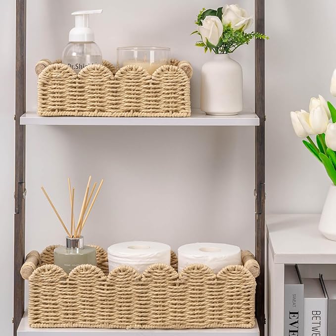 CubesLand Bathroom Basket Organizer, Toilet Tank Paper Storage Baskets 2PK