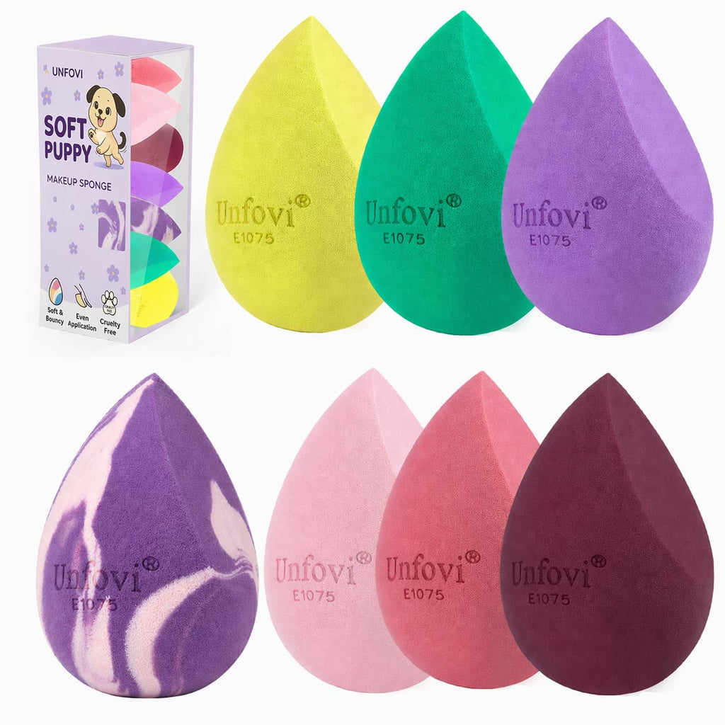 7-Pack Makeup Sponges Set, Cosmetic Sponge for Foundation & Concealer, Latex-Free Reusable Beauty Face Blender, Soft Makeup Blenders for Liquid, Cream, Powder Wet/Dry Application (Multi)