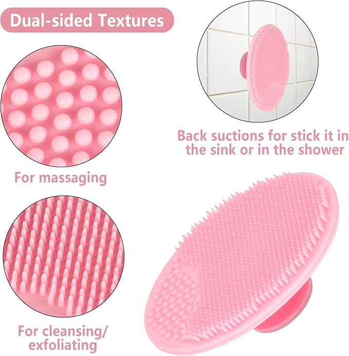 10 Pack Silicone Face Scrubber with Suction Handle, Exfoliating Facial Cleansing Brush for Deep Pore Cleaning and Blackhead Removal