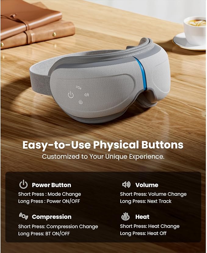 BOB AND BRAD Eye Massager with Heat and Cooling, FSA Eligible HSA Birthday Gifts for Men Women Mom Husband, EyeOasis 3 Eye Massager for Migraines, Heated Eye Mask for Dry Eyes Relief Improve Sleep