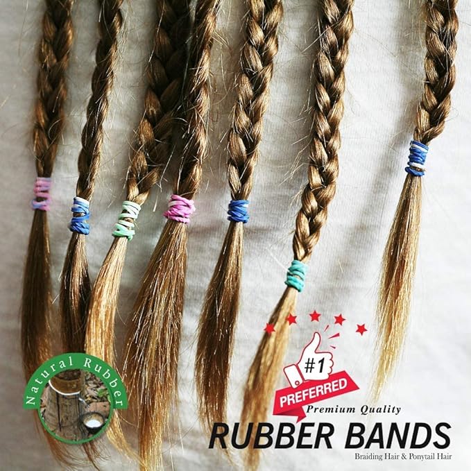 Beauty Town 1000 Pcs Rubber Bands - Soft Elastic Hair Accessories, Braids Mini Ties, No Damage Stretchy Bands for Hair (4-Packs) (Black)