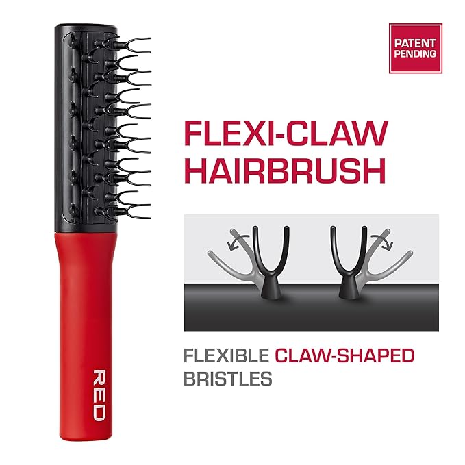 RED by Kiss Detangling Hair Brush for Adults & Kids, Hair Detangler for Curly, Natural, Afro, Wavy Hair, Glides Through Tangles with Ease, Firm & Flextible Bristles (Flexi-Claw Hairbrush)