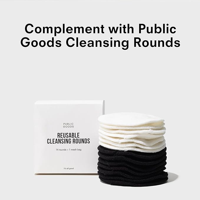 Public Goods Ceramic Cotton Rounds Holder | Matte White Stoneware Makeup Remover Pad Organizer | Minimalist Bathroom Storage Container for Cleansing Rounds | Handmade, Dishwasher Safe