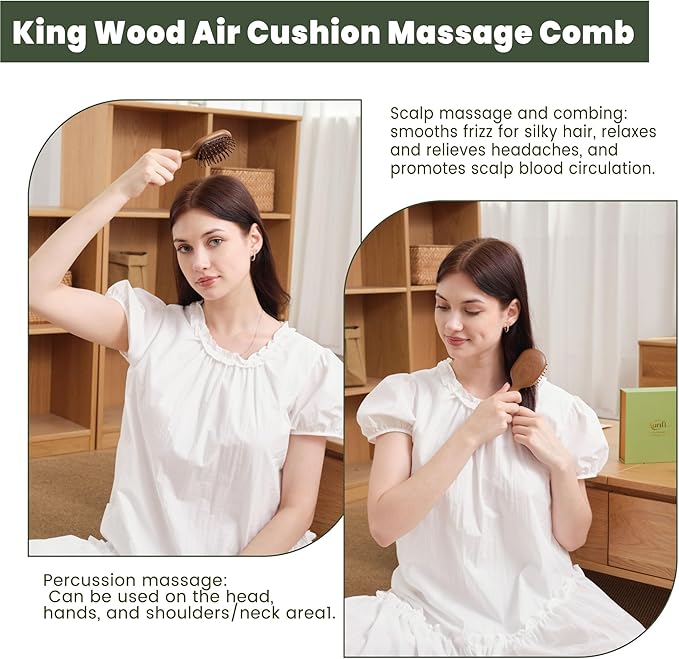 Mother’s Day Gift for Mom, 4-in-1 Wooden Gua Sha Facial Tools & Hair Detangler Brush Set – Manual Guasha tool for Face & Jawline Lifting, Scalp & Head Massager, ,Self Care Relaxation Gifts for Women