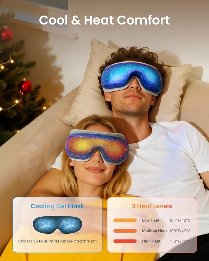 RENPHO Eye Massager with Heat and Cooling Voice Control, Birthday Gifts for Women Men, FSA Eligible HSA, Massaging Eye Mask for Dry Eyes, Head Tension and Stress Relief - Eyeris 3