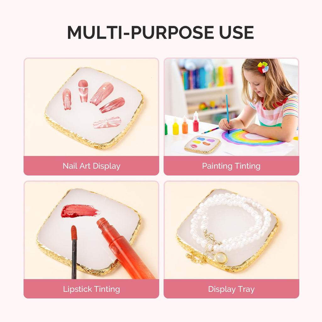 MelodySusie 1Pc Square Resin Nail Art Palette Color Mixing Board White