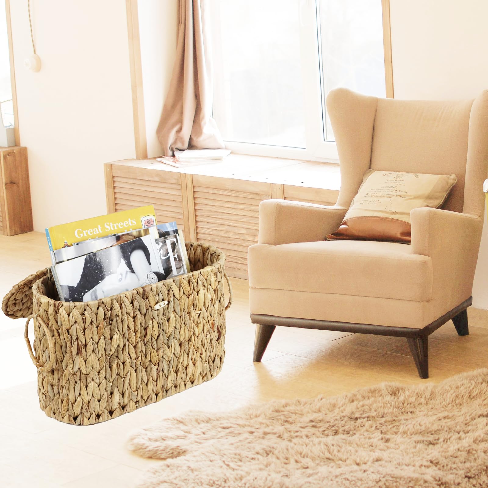 Water Hyacinth Toilet Paper Storage Basket with Lid