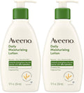 Aveeno Daily Moisturizing Body Lotion with Soothing Prebiotic Oat, Gentle Lotion Nourishes Dry Skin With Moisture, Paraben-, Dye- & Fragrance-Free, Non-Greasy & Non-Comedogenic, 12 fl. Oz (Pack of 2)