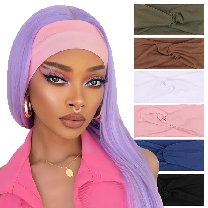 XTREND 6 Pcs Women's Headbands Twisted Cross Elastic Head Bands Yoga Workout Headband Non-Slip Sweat Soft Headbands Solid Color Simple Versatile Hair Accessory Hairbands