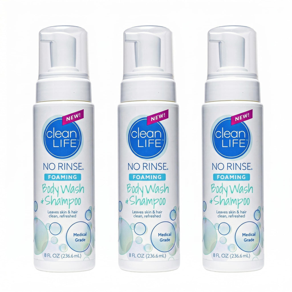 No-Rinse Foaming Body Wash - Waterless Foam Cleanser for Elderly, Adults, Kids, Infants & Caregiver - Rinse Free for Sensitive Skin - Travel Size- Refreshed & Moisturized Skin - 8 fl oz (Pack of 3)