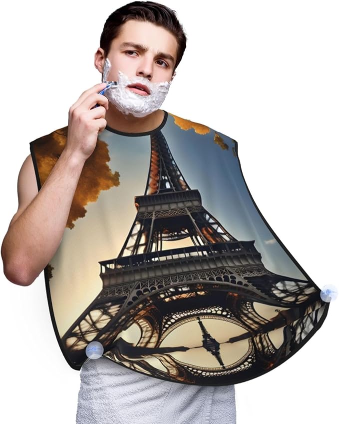 Black And White Marble Texture Print Beard Bib Shaving Apron, Beard Hair Trimming Cape Gift For Dad