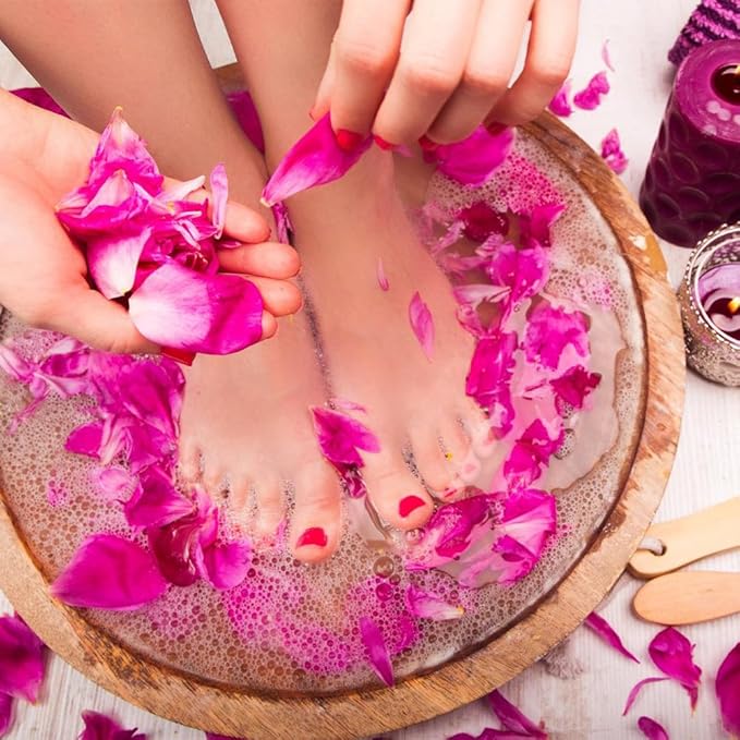 Dried Flowers Pedicure Foot Soak Kit,8 Bags Set for Dry Tired Feet,Including Rose Buds,Lavender,Jasmine,Chrysanthemum,Lemongrass,Mint, Peony,Peach Blossom (8 Bags, Dried Flowers)