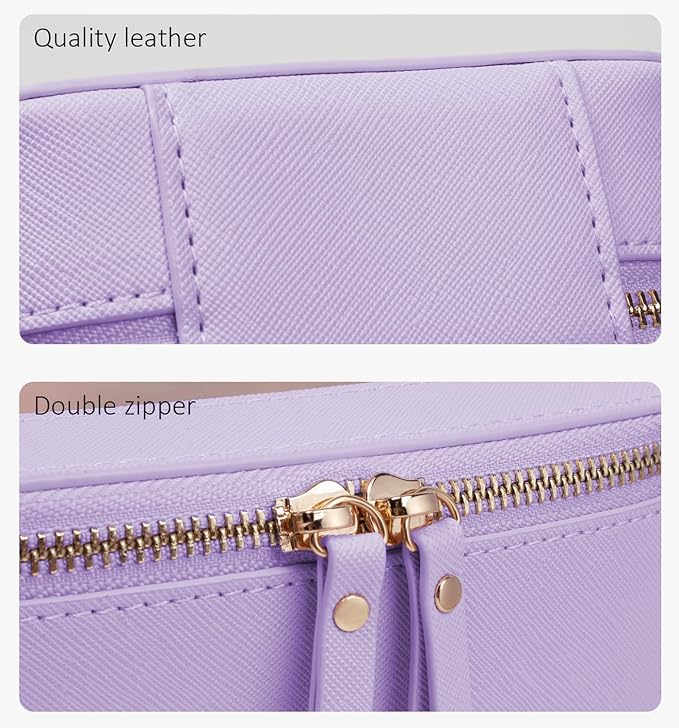 LETGO Clear Sunscreen Makeup Bag Organizer,Travel Toiletry Bag Cosmetic Case for Women,Portable Beach Make Up Skincare Pouch Car Organizer Bag with Zippers for Essentials(Large-Purple)