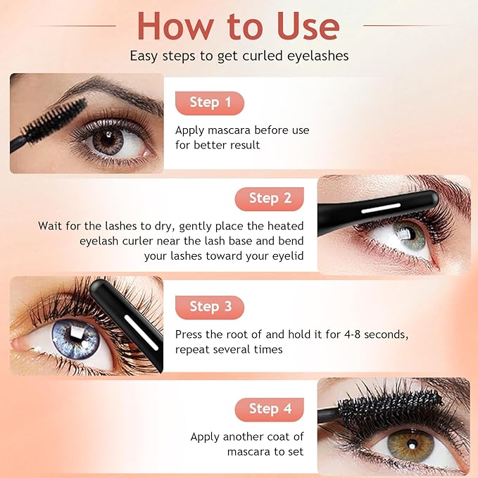 2026 Heated Eyelash Curlers,Rechargeable Electric Eyelash Curler with LED Display, Mini Lash Curler with 4 Heat Settings, Fast Heat up Within 10s,24H Long Lasting for Women Makeup Tools