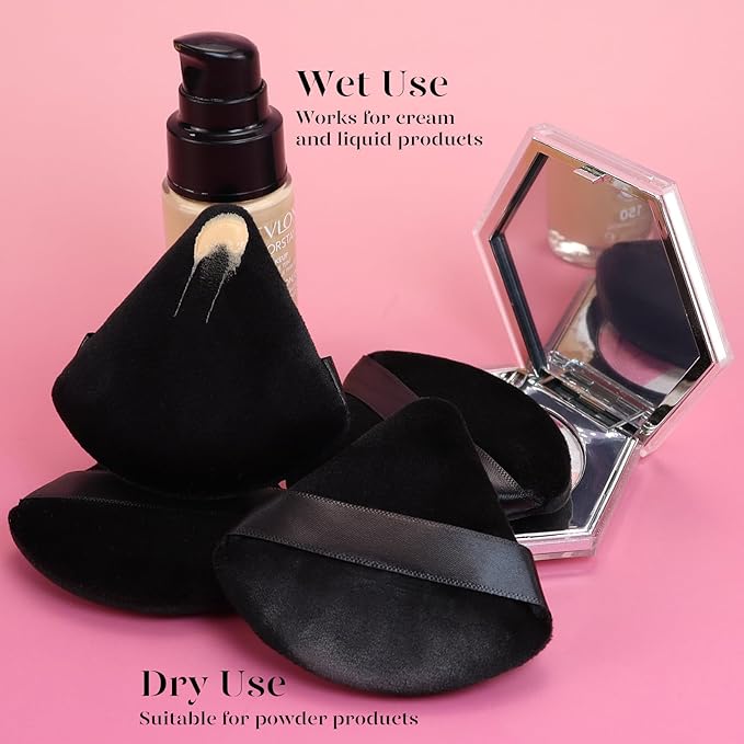 BEAKEY Powder Puff, 12pcs Face Triangle Powder Puffs for Loose & Foundation
