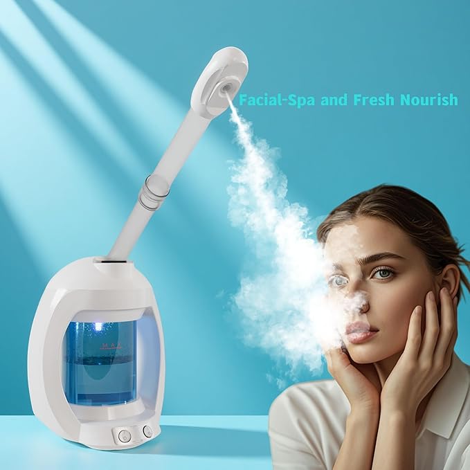 Facial Steamer, Nano Ionic Face Steamer for Facial Deep Cleaning, Hair Steamer Facial Steamer Professional, Facial Steamers for Home Facial Spa, White
