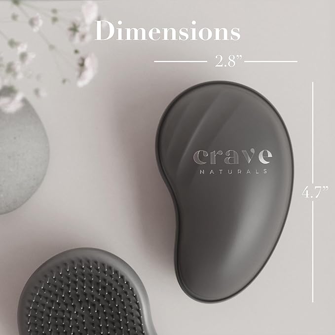 Crave Naturals Mini Detangler Hair Brush Black – Glide Thru Hair Detangler Brush for Women, Kids & Toddlers – Gentle Scalp Care, No-Pain Tangle-Free Hairbrush for All Hair Types, Travel Hair Brush
