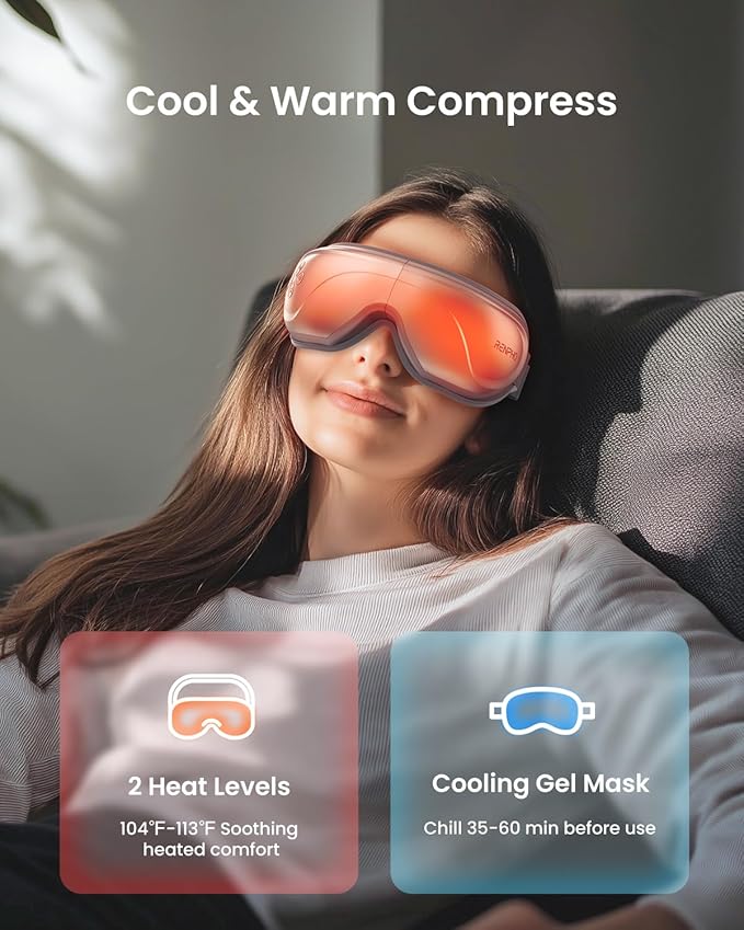 RENPHO Eye Massager with Heat and Cooling, Birthday Gifts for Men Women, Heated Eye Mask for Improve Sleep and Relaxation - Eyeris 2