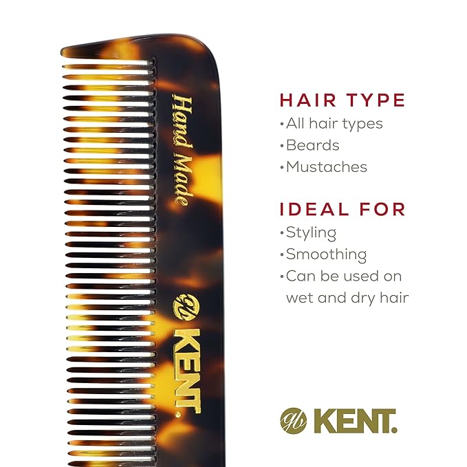 Kent 81T FOT Tokyo Yellow Beard Pocket Comb Set for Men - Beard Kit for Travel and Home, Mustache Comb for Men, Mini Comb Beard Combs for Mens Grooming, Sawcut Hand polished Made in England