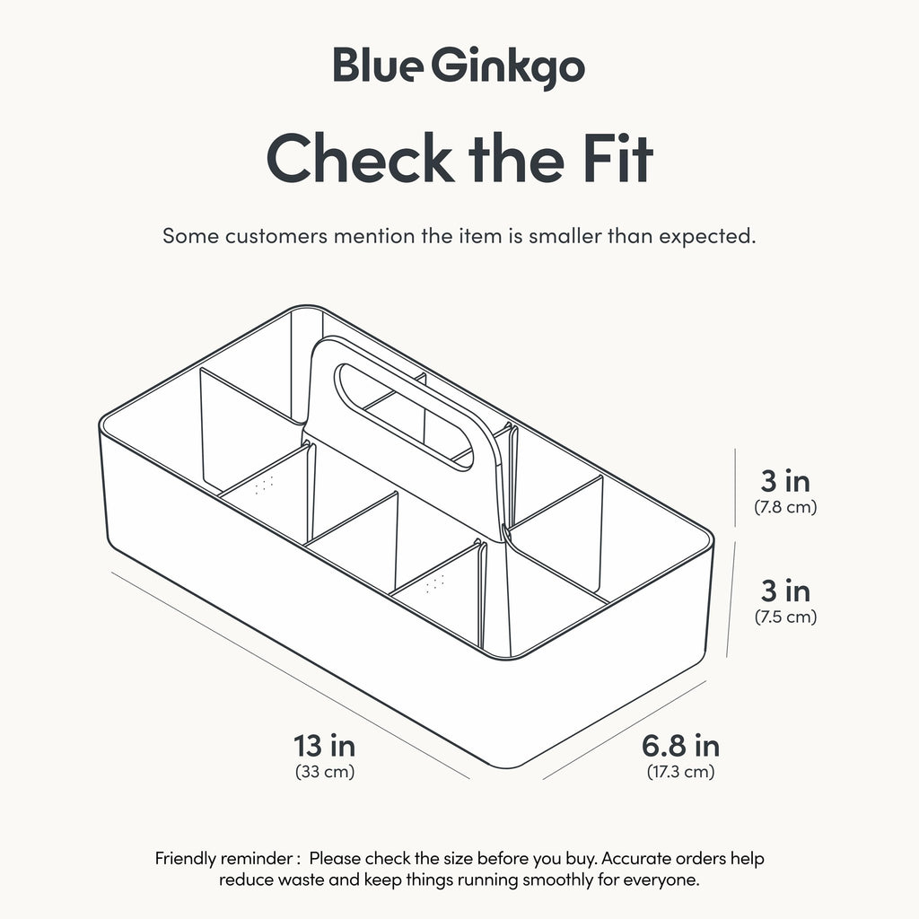 BLUE GINKGO Stackable Organizer Caddy, Long, White, Made in Korea