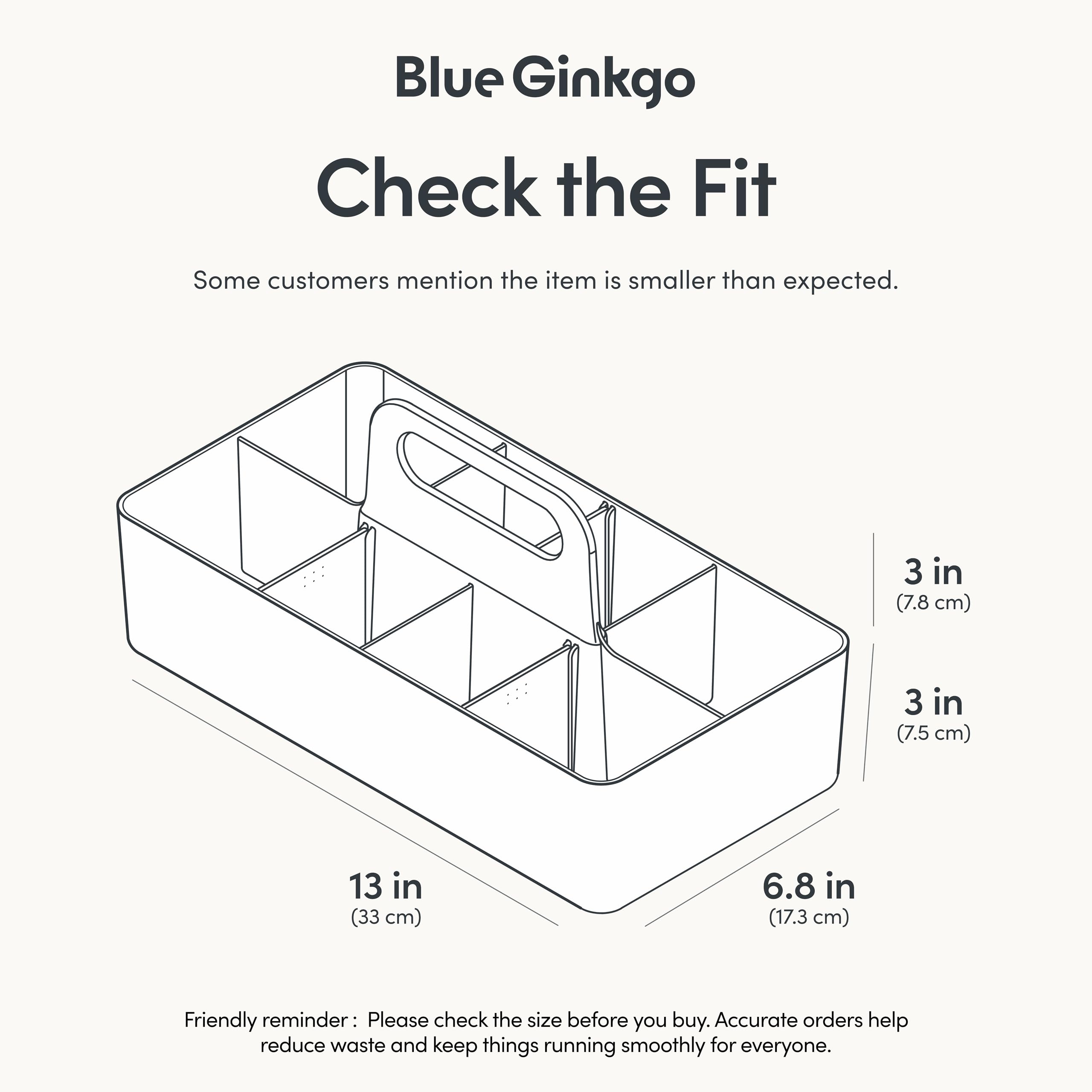 BLUE GINKGO Stackable Organizer Caddy, Long, White, Made in Korea