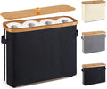 VVTHIP Bathroom Toilet Paper Storage Basket with Lid and Handle， Bamboo Collapsible Toilet Paper Holder Storage with Non-Slip Bottom,Extra Toilet Roll Storage, Black