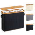 VVTHIP Bathroom Toilet Paper Storage Basket with Lid and Handle， Bamboo Collapsible Toilet Paper Holder Storage with Non-Slip Bottom,Extra Toilet Roll Storage, Black