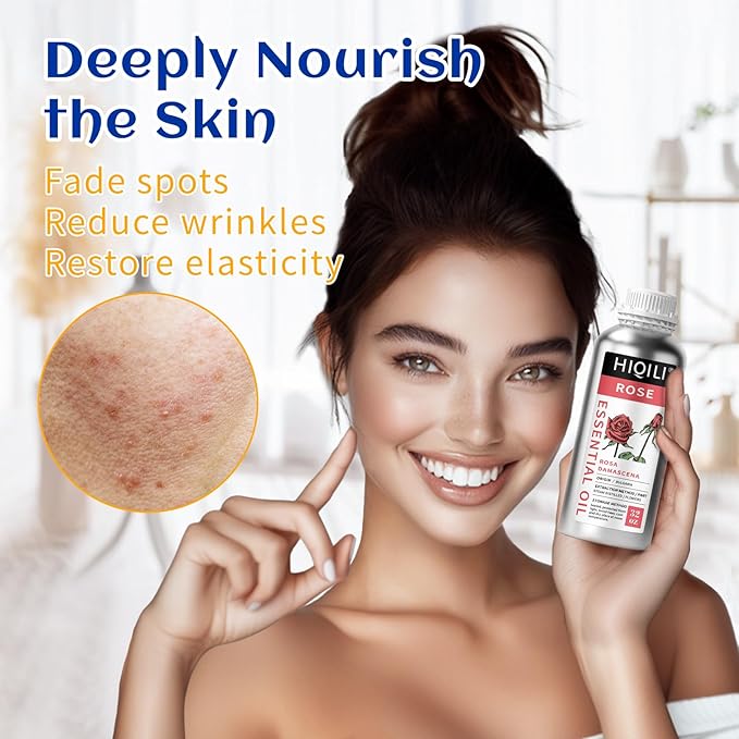 HIQILI Rose Essential Oil Large Capacity for Skin Care & Body Massage