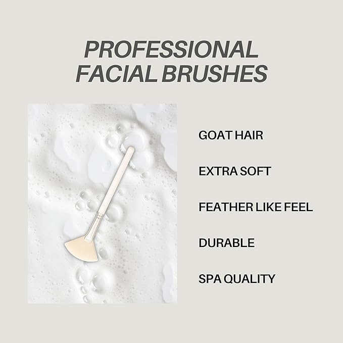 Soft Fluffy Goat Hair Professional Facial Esthetician Brushes (White)