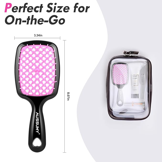 Aussumy 4 Pack Vented Detangling Hair Brush - Detangler Hairbrush with Soft Bristles for Effortless Tangle Free - Ideal for Wet Dry or Curly Damaged Hair for Women Men Kids