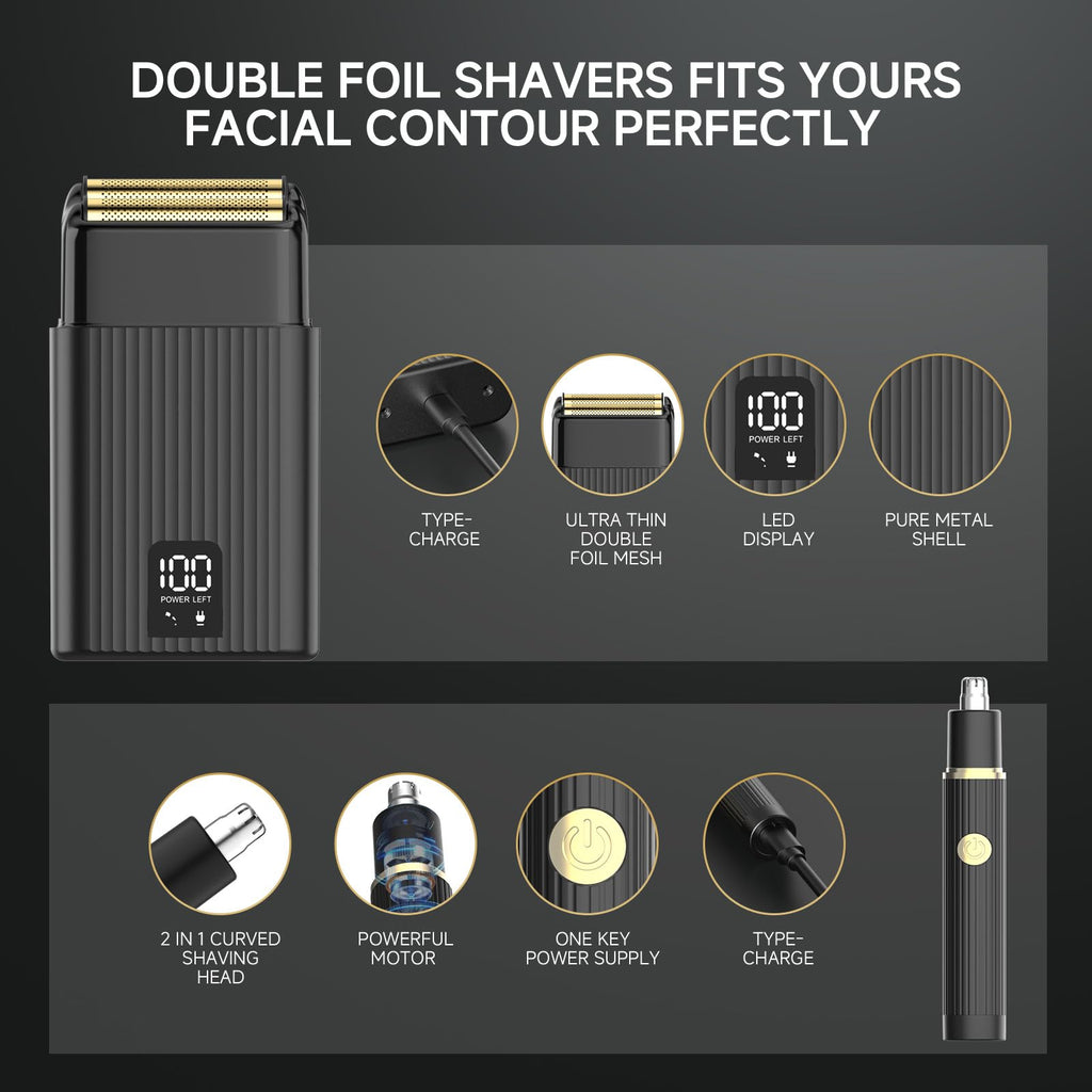GTS Hair Clippers for Men Professional, Beard Trimmer Kits & Sets, Cordless Mens Hair Trimmer, Electric Shavers, Haircutting Machine with LED Display, for Barber 4 in 1