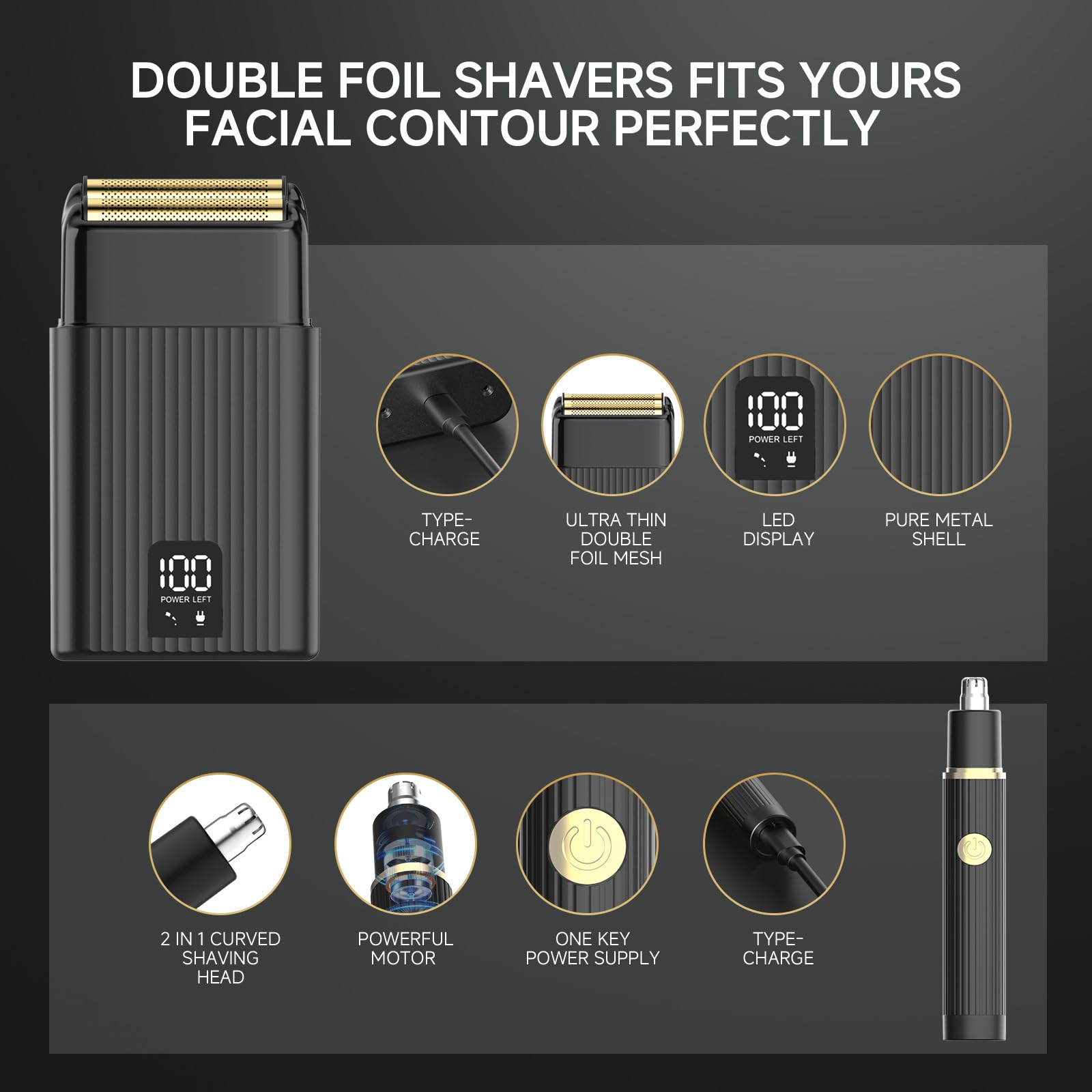 GTS Hair Clippers for Men Professional, Beard Trimmer Kits & Sets, Cordless Mens Hair Trimmer, Electric Shavers, Haircutting Machine with LED Display, for Barber 4 in 1