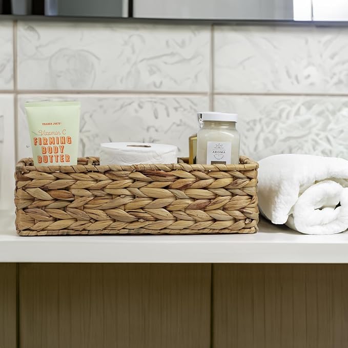 Water Hyacinth Bathroom Storage Basket with 3 Compartments