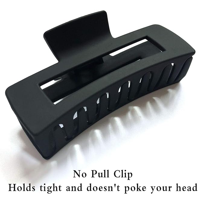 Nalodu Hair Claw Clips Large 4 Inch Matte Clear No Slip Big Rectangle Jaw Clip Clamp for Thick Hair Women, 3 Pack