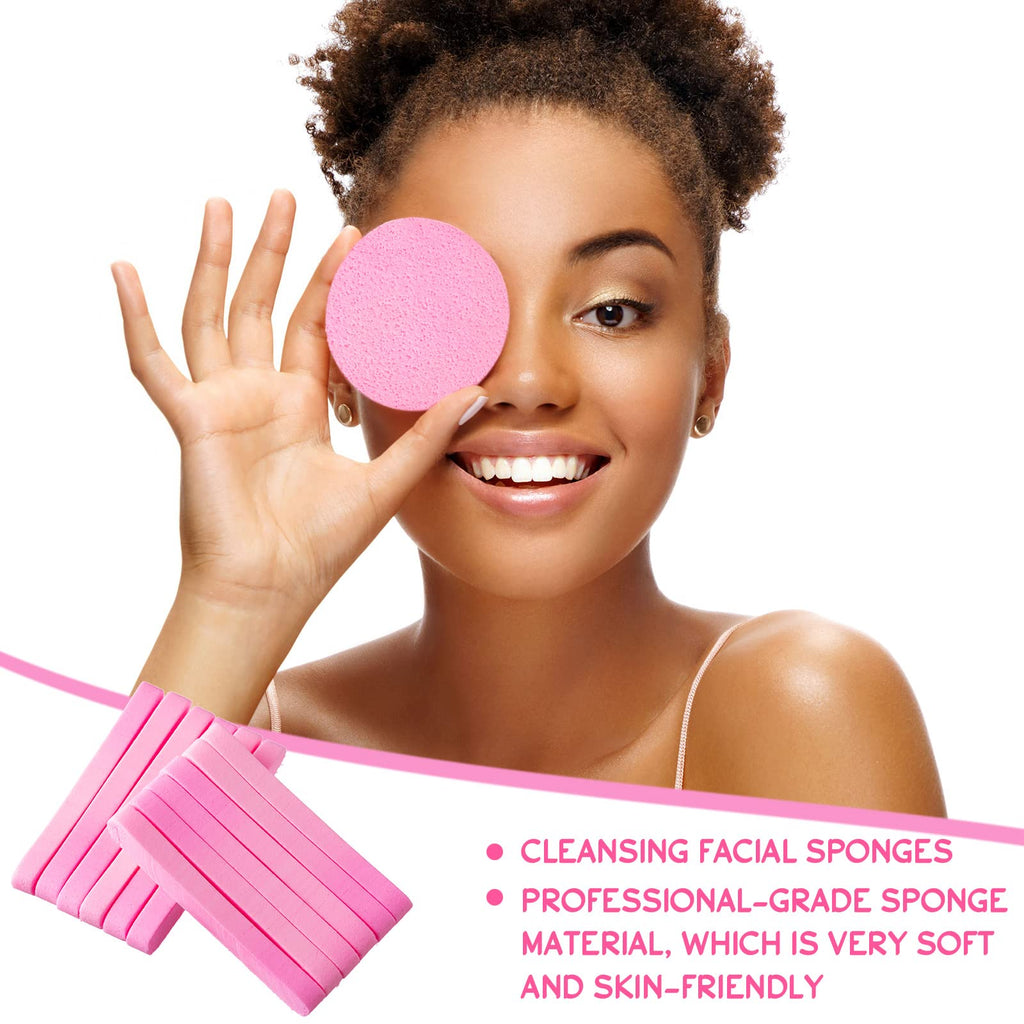 Foaincore 600 Pcs Compressed Facial Sponge Round Facial Sponge for Estheticians Face Sponges for Cleansing Makeup Removal Wash Pads Disposable Sponges for Women Spa Exfoliating (Pink)