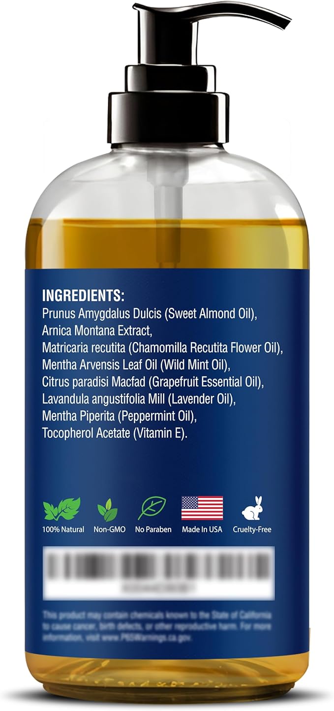 Sore Muscle Massage Oil for Massage Therapy & Gua Sha with Arnica 8 fl oz